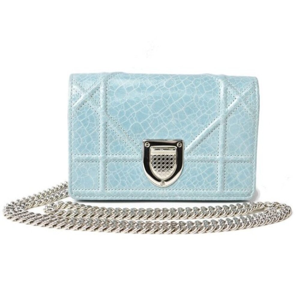 Christian Dior Chain Pouch Mini Wallet Patent Leather